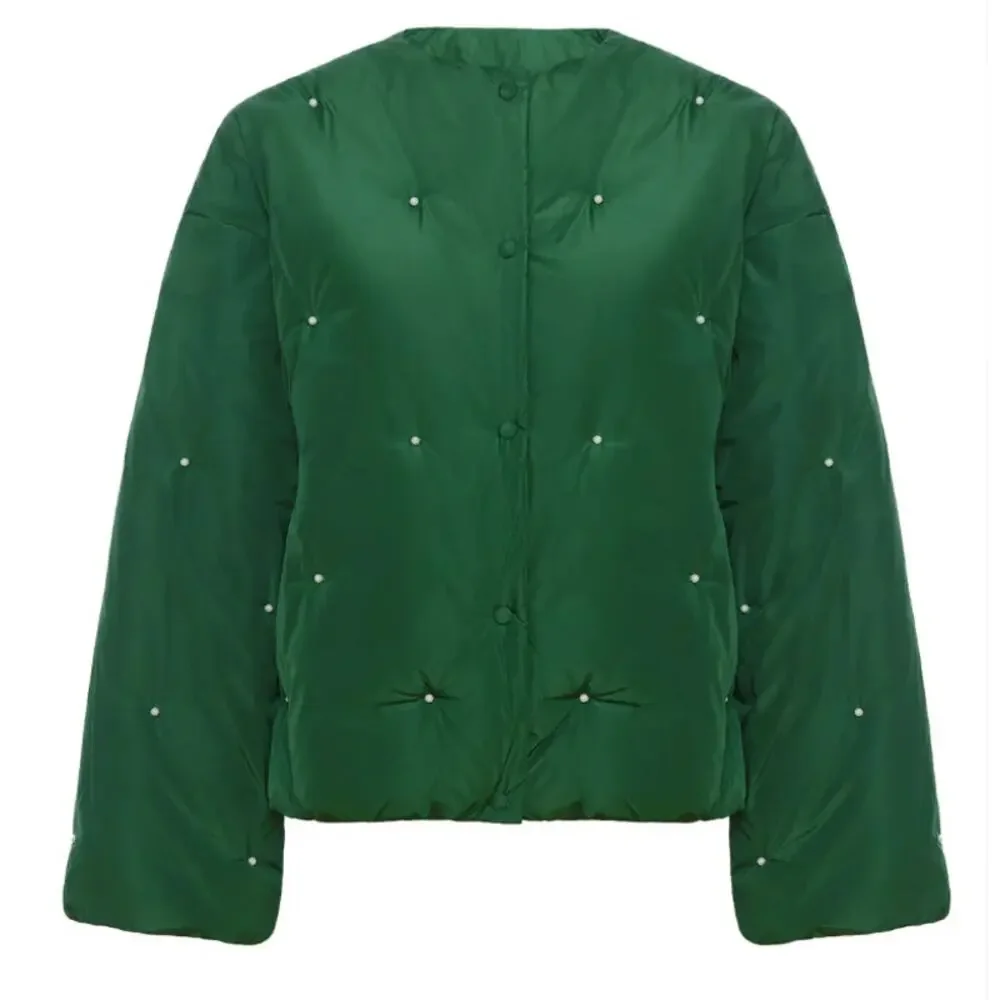 $459 Green Sleeper Pearly Puffy Jacket S/M NWT - Picture 1 of 6